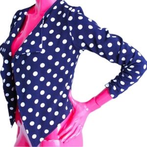Polka Dot Assymetrical Crop Fashion Blazer Size M